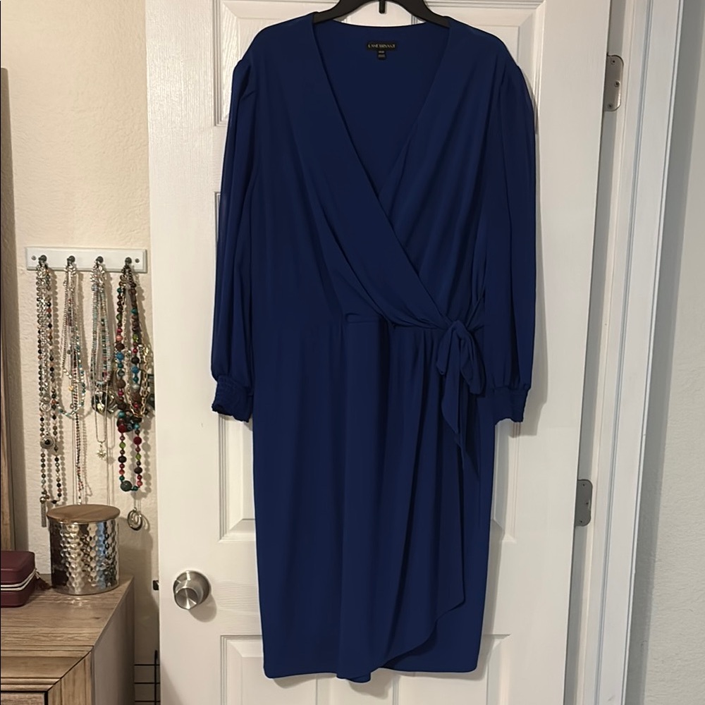Lane Bryant Royal Blue Long Sleeve Wrap Dress